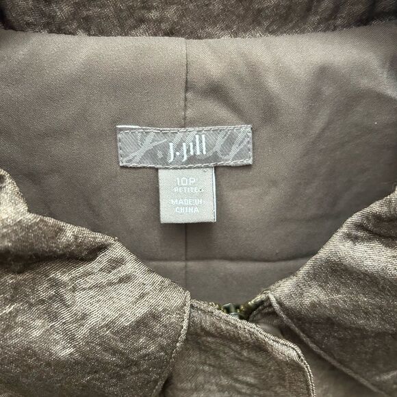 J Jill Petite Belted Metallic Jacket overcoat tie waist collared - Picture 3 of 7